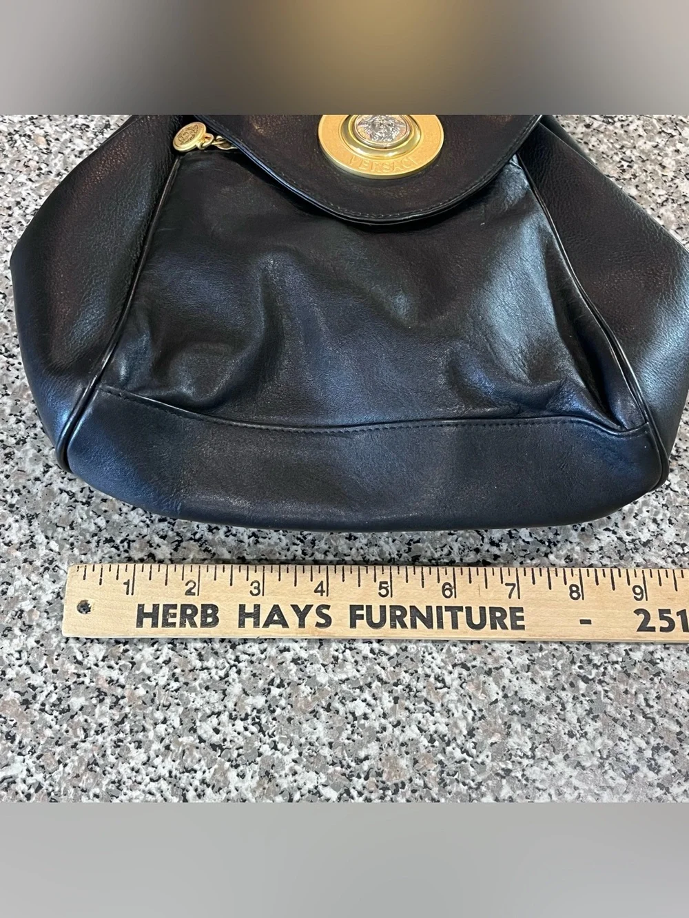 Vintage Gianni Versace Black Leather Backpack Purse 90’s